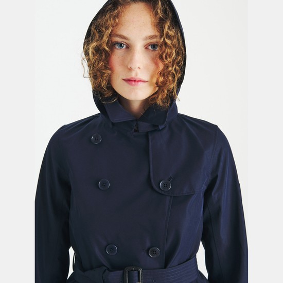 Aigle Gore-tex Trench Coats Women Navy ZA-03891